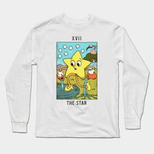 The Star - Mystical Medleys - Vintage Rubber Hose Cartoon Tarot (white) Long Sleeve T-Shirt